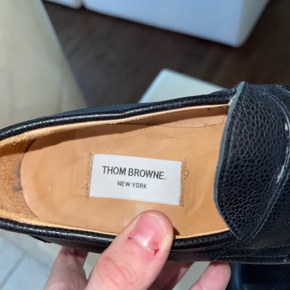 Thom Browne Pebbled Leather Penny Loafers Black Size 7.5/6.5 - Picture 3 of 5